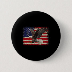 Badge Rond 5 Cm Bald Eagle 4 juillet Américain Drapeau Eagle Pat