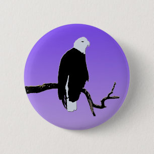 Badge Rond 5 Cm Bald Eagle at Sunset - Art original de la faune