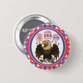 Badge Rond 5 Cm Bald Eagle avec Fireworks - USA 250 ans 1776-2026 (Devant & derrière)