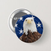 Badge Rond 5 Cm Bald Eagle avec le drapeau américain (Devant & derrière)