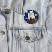 Badge Rond 5 Cm Bald Eagle avec le drapeau américain (En situation)