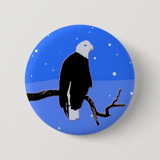 Badge Rond 5 Cm Bald Eagle en hiver - Art original de la faune (Devant)