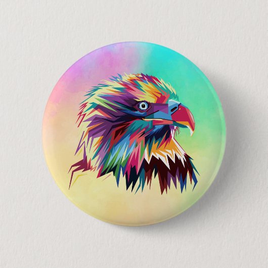 Badge Rond 5 Cm Bald Eagle géométrique Prismatic Design-80590 (Devant)