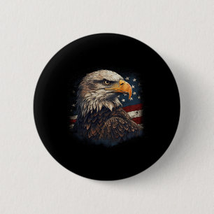 Badge Rond 5 Cm Bald Eagle Us American Flag 4 juillet Fier Part
