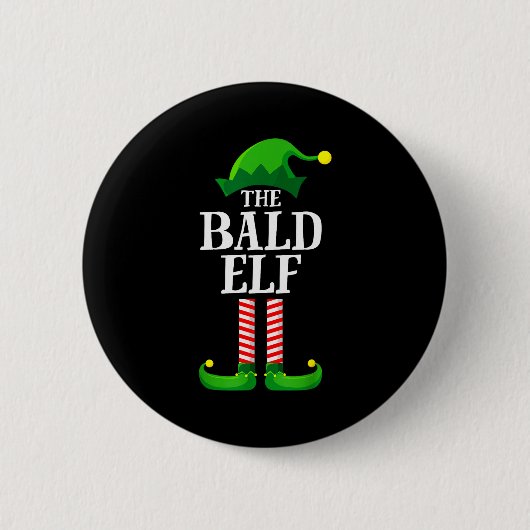 Badge Rond 5 Cm Bald Elf Matching Family Group Christmas Party Pyj (Devant)