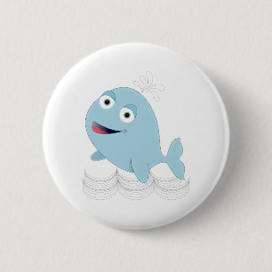 Badge Rond 5 Cm Baleine bleue