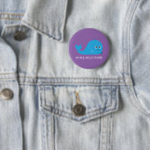 Badge Rond 5 Cm Baleine, bonjour là ! Bouton (En situation)