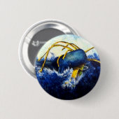 Badge Rond 5 Cm Baleine contre la peinture originale de beaux-arts (Devant & derrière)