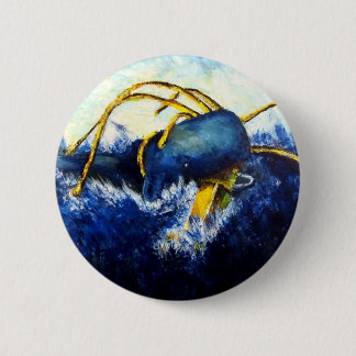 Badge Rond 5 Cm Baleine contre la peinture originale de beaux-arts