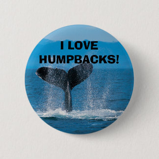 Badge Rond 5 Cm Baleine de bosse, J'AIME des BOSSES !