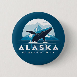 Badge Rond 5 Cm Baleine de Glacier Bay - Alaska