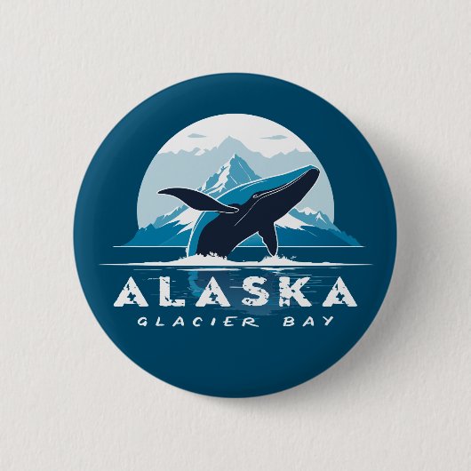 Badge Rond 5 Cm Baleine de Glacier Bay - Alaska (Devant)