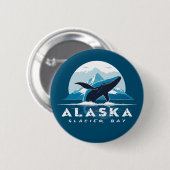 Badge Rond 5 Cm Baleine de Glacier Bay - Alaska (Devant & derrière)