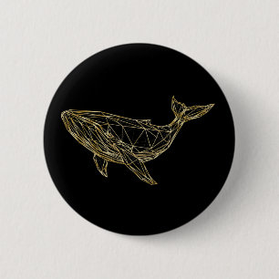Badge Rond 5 Cm Baleine géométrique en or moderne