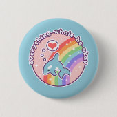 Badge Rond 5 Cm Baleine mignonne d'arc-en-ciel (Devant)