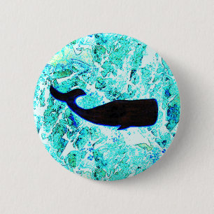 Badge Rond 5 Cm baleine noire de style d'art populaire