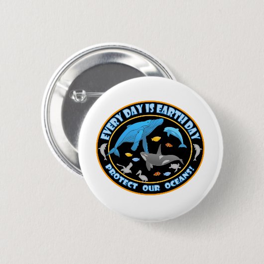 Badge Rond 5 Cm Baleines et dauphins (Devant & derrière)