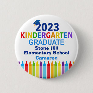 Badge Rond 5 Cm Balise 2023 Kindergarten Graduation Custom Cute Na
