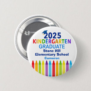 Badge Rond 5 Cm Balise 2025 Graduation de maternelle Nom personnal