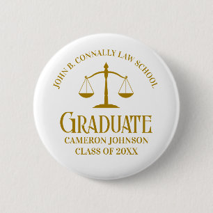Badge Rond 5 Cm Balise Chic Gold Law School Graduation Name