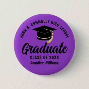 Badge Rond 5 Cm Balise de nom de graduation personnalisée Purple B