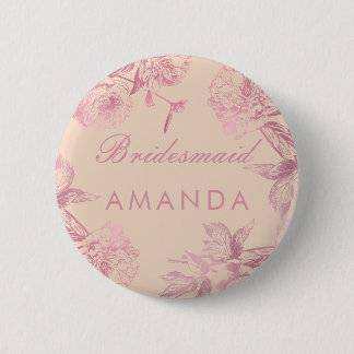 Badge Rond 5 Cm Balise de nom de la servante rose Gold Blush Pink 