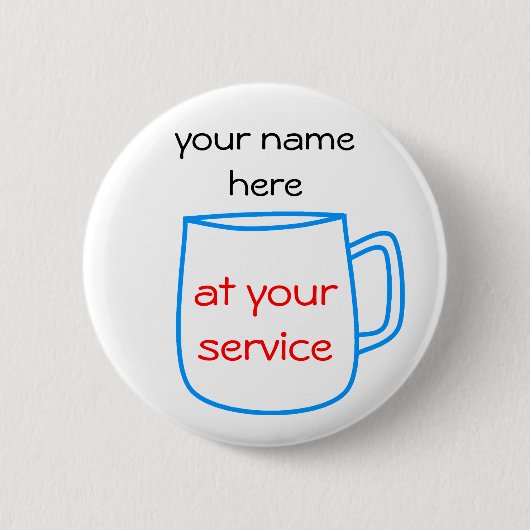 Badge Rond 5 Cm Balise de nom de la tasse de café bleu (Devant)