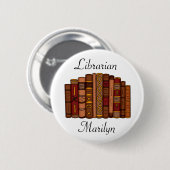 Badge Rond 5 Cm Balise de nom du bibliothécaire personnalisé (Devant & derrière)