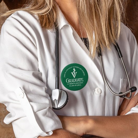 Badge Rond 5 Cm Balise de nom du diplômé de l'école vétérinaire ve