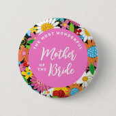 Badge Rond 5 Cm Balise de nom du Mariage de la fleur de printemps  (Devant)