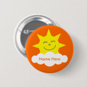 Badge Rond 5 Cm Balise de nom joli et personnalisable Sun Orange (Devant & derrière)