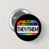 Badge Rond 5 Cm Balise de nom LGBT Pronononouns non binaires Ils (Devant & derrière)
