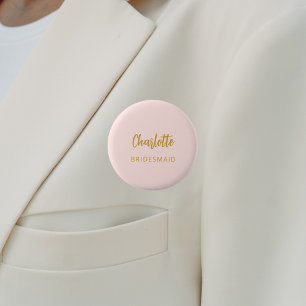 Badge Rond 5 Cm balise de nom rose pâle de Bridesmaid