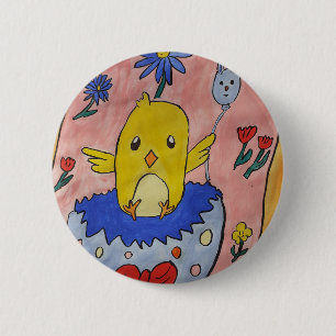Badge Rond 5 Cm Balise de poussins de Pâques mignonne