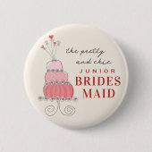 Badge Rond 5 Cm Balise JUNIOR BRIDESMAID Sweet Rose Mariage Nom du (Devant)