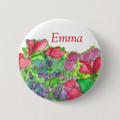 Badge Rond 5 Cm Balise Nom des pois doux rouges (Devant)