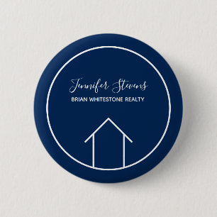 Badge Rond 5 Cm Balise Nom personnalisé de Blue Real Estate Compan