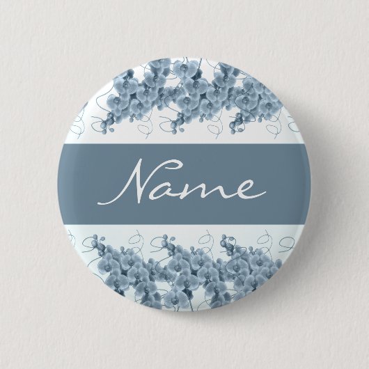 Badge Rond 5 Cm Balises de nom du mariage - orchidées bleues perso (Devant)