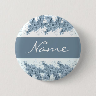 Badge Rond 5 Cm Balises de nom du mariage - orchidées bleues perso