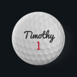 Badge Rond 5 Cm Ball de golf Dimples avec nom noir Numéro rouge<br><div class="desc">Un motif sportif et masculin pour les garçons et les garçons de votre famille.Ce design sportif est parfait pour tout athlète. On dirait une photo d'une boule d'or. Vous pouvez l'utiliser comme une faveur Joyeuse Anniversaire et inclure le nombre d'années dans la zone de numéro.</div>