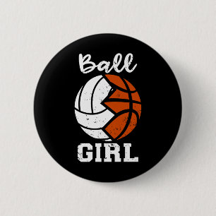 Badge Rond 5 Cm Ball Girl Funny Volleyball Basketball Girl Premium