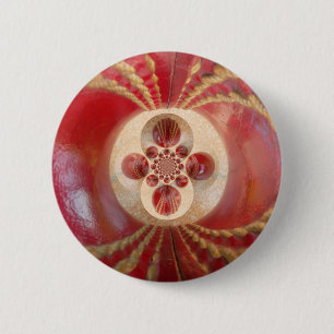 Badge Rond 5 Cm Balle de cricket en cuir rouge Lovely Internationa