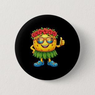 Badge Rond 5 Cm Balle de Pickleball Hawaïenne Mignonne Plage Tropi