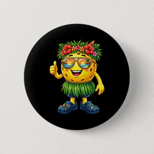 Badge Rond 5 Cm Balle de Pickleball Hawaïenne Plage Tropicale Été
