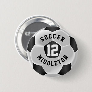Badge Rond 5 Cm Balle de sport de football noir et blanc