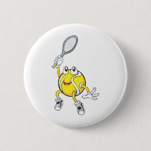 Badge Rond 5 Cm Balle de tennis fraîche tenant la raquette