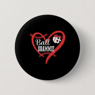 Badge Rond 5 Cm Balle Mémie Baseball Football Joueur Cœur Amour