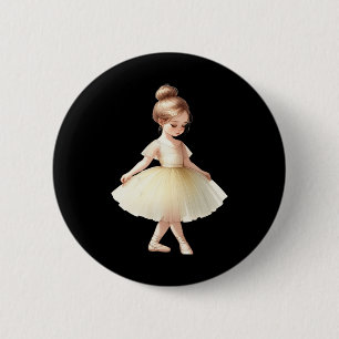 Badge Rond 5 Cm Ballerina Jaune Fille Danse Ballet Aquarelle
