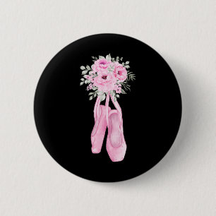 Badge Rond 5 Cm Ballerina Pointe Chaussures Fleurs Ballet Danseur