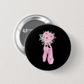 Badge Rond 5 Cm Ballerina Pointe Chaussures Fleurs Ballet Danseur  (Devant & derrière)